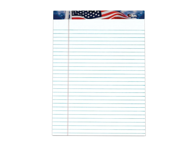 TOPS American Pride Notepads, 8.5" x 11.75", Wide, White, 50 Sheets/Pad, 12 Pads/Pack (TOP 75111)
