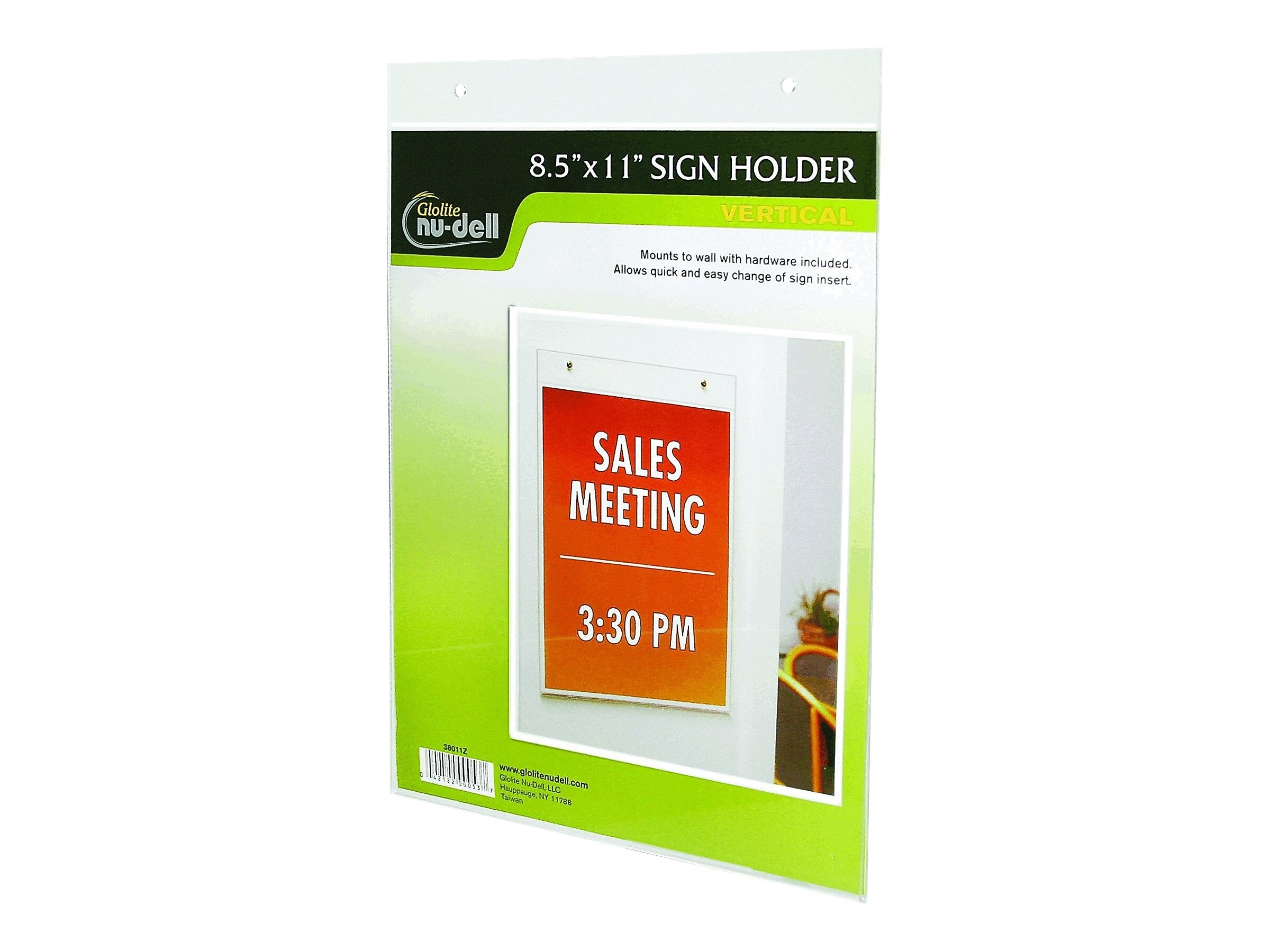 NuDell Sign Holder, 8.5" x 11", Clear Plastic (38011)