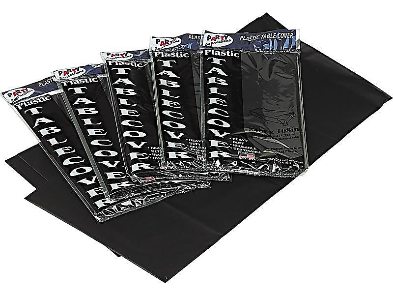Tablemate Heavy Duty 108"W x 54"D Solid Table Cover, Black, 6/Pack (TBL-549-BK)