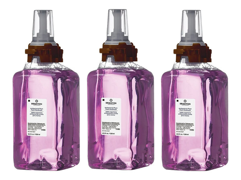 Brighton Professional Antibacterial Foaming Hand Soap Refill for ADX 12 Dispenser, Plum Scent, 1250 ml., 3/Carton (BPR50957)