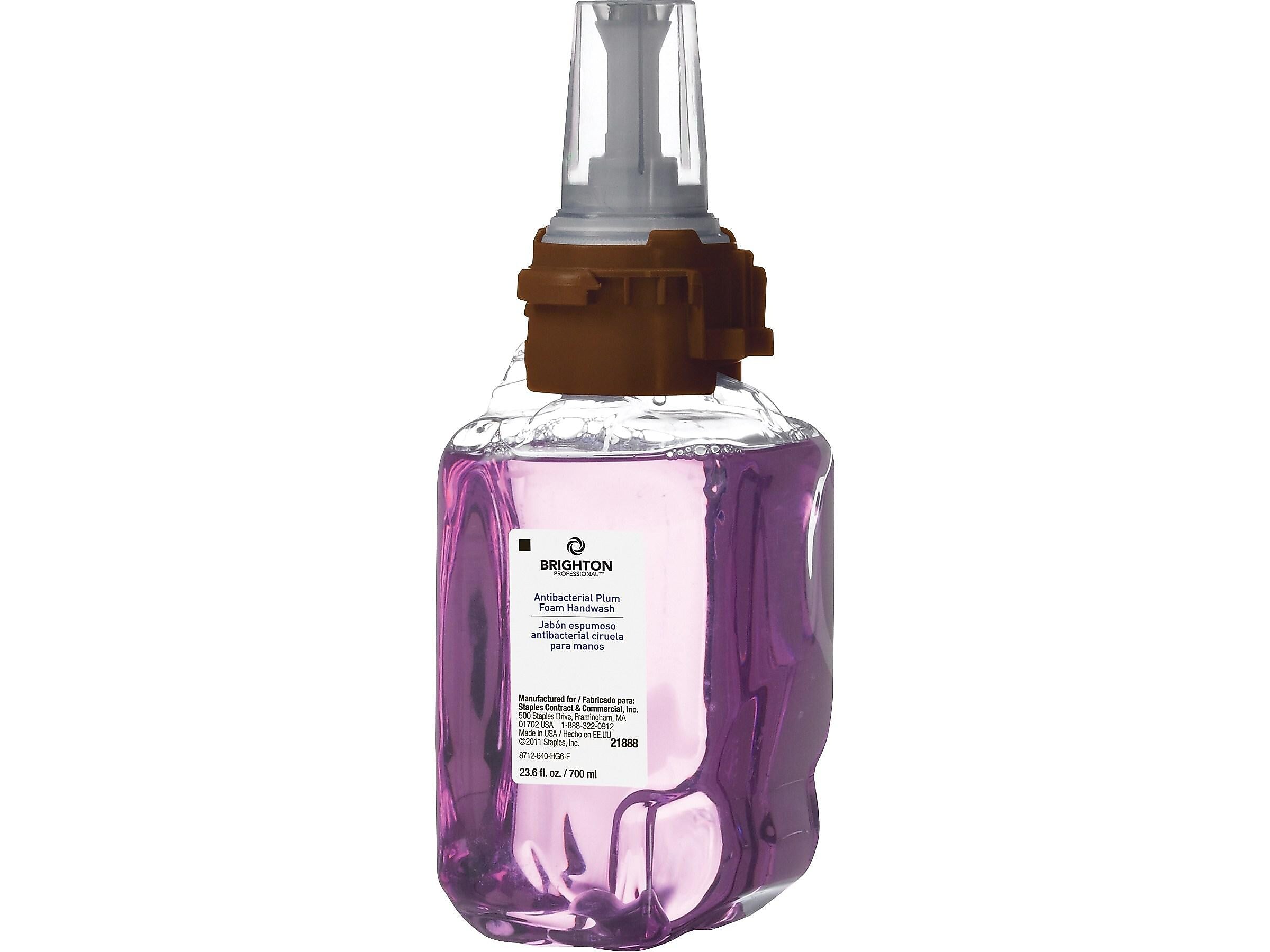 Brighton Professional Antibacterial Foaming Hand Soap Refill for ADX 7 Dispenser, Plum Scent, 700 ml, 4/Carton (BPR50956)