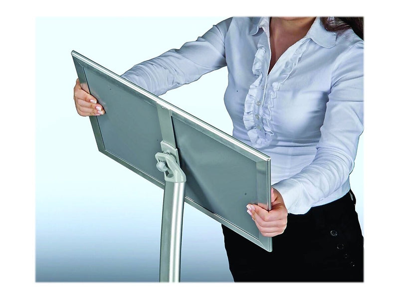 Azar Sign Holder, 14" x 42.1", Freestanding, Silver, Metal (300235-SLV)