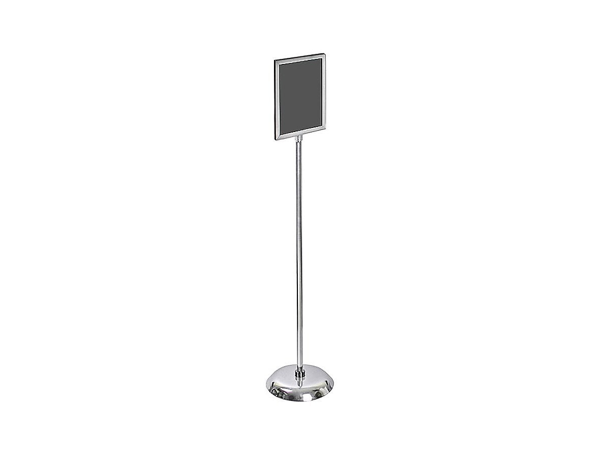 Azar Sign Holder, 10" x 37.63", Vertical, Freestanding, Silver, Metal (300283)