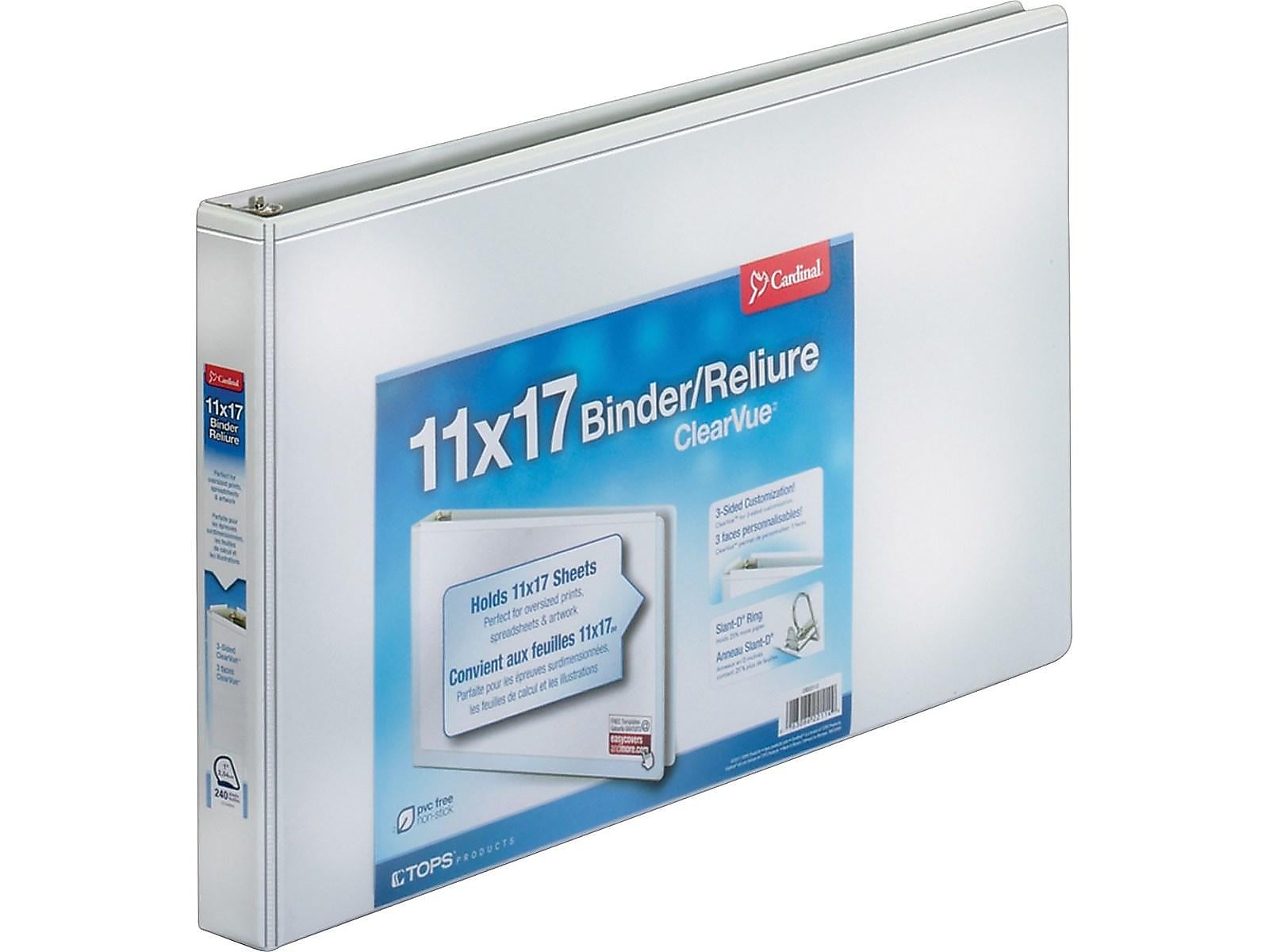 Cardinal ClearVue 1" 3-Ring View Binder, D-Ring, White (22112V4)