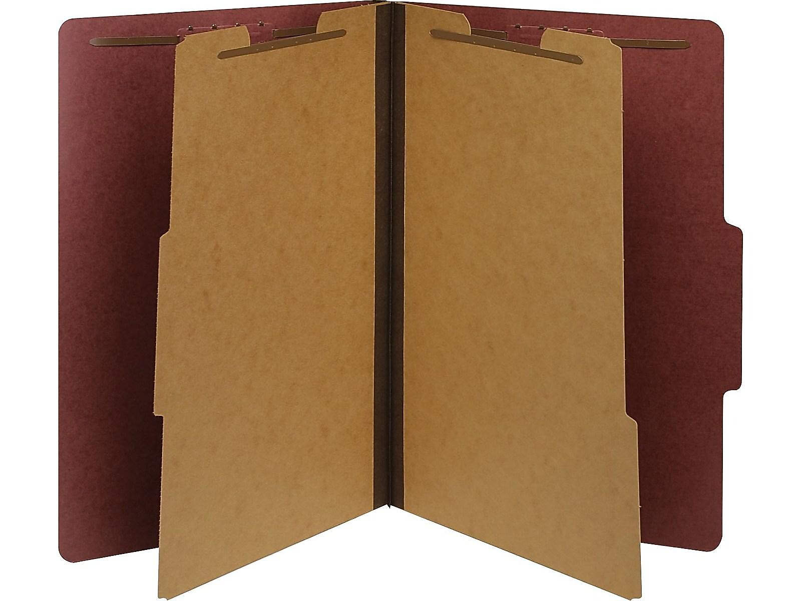 Pendaflex PressGuard Paperboard Heavy Duty Classification Folders, Legal Size, 2 Dividers, Brick Red, 10/Box (PFX2257R)