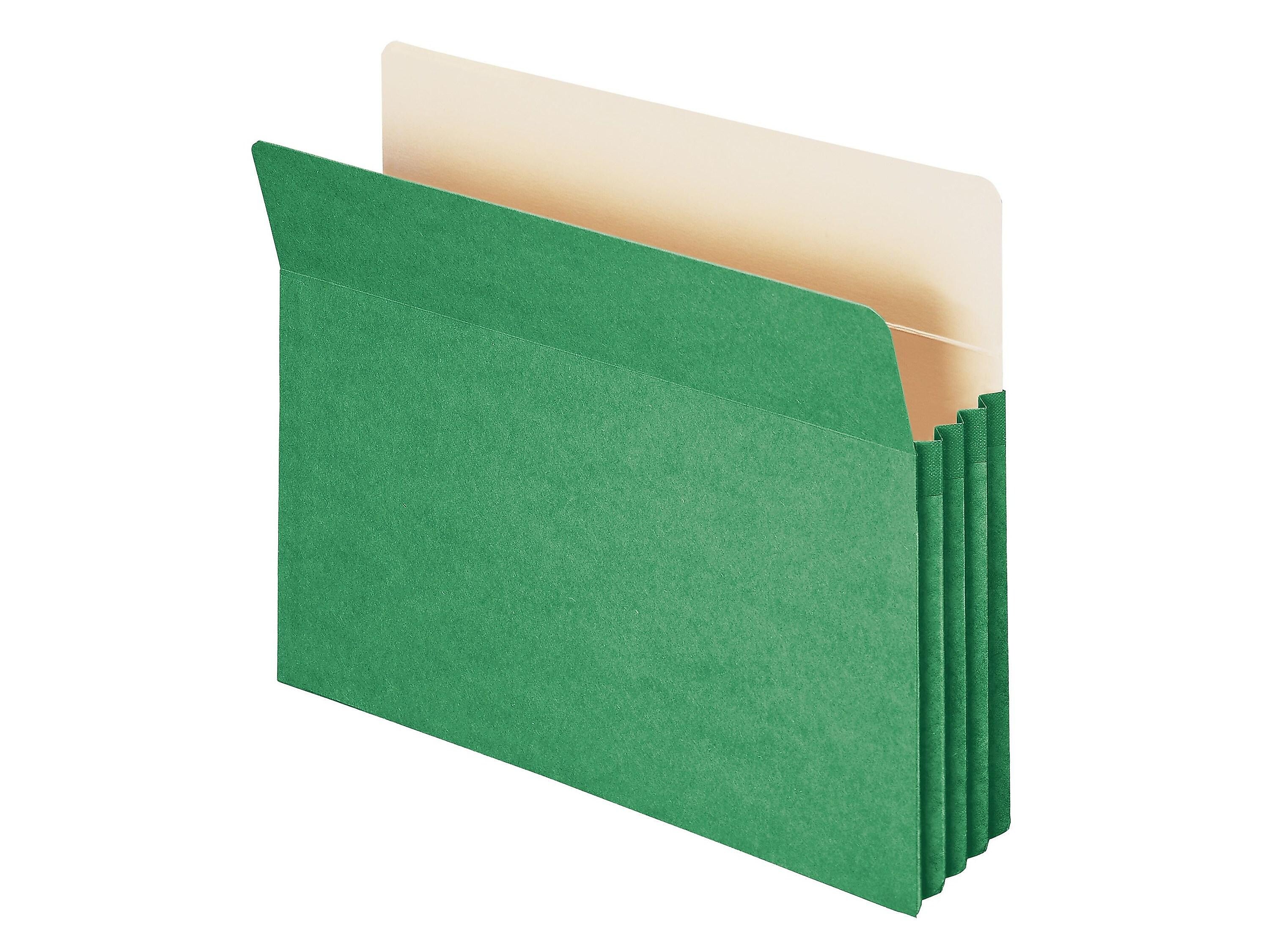 Smead Paper Stock File Pocket, 3.5" Expansion, Letter Size, Green (73226)
