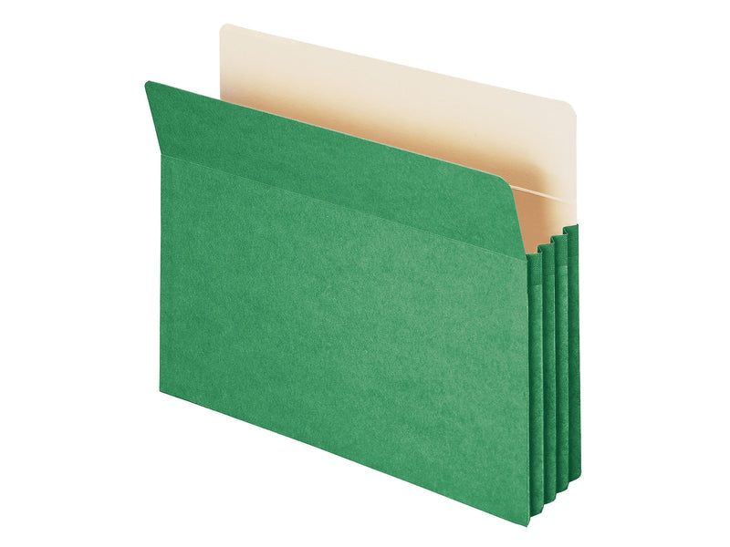 Smead Paper Stock File Pocket, 3.5" Expansion, Letter Size, Green (73226)