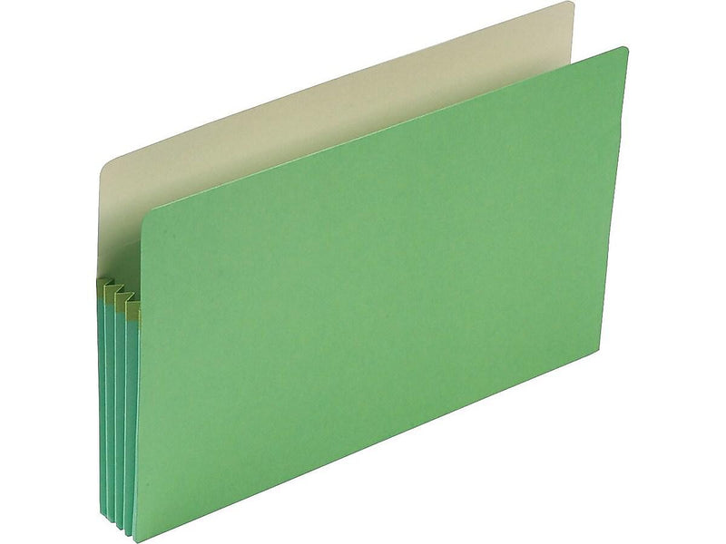 Smead Paper Stock File Pocket, 3.5" Expansion, Legal Size, Green (74226)