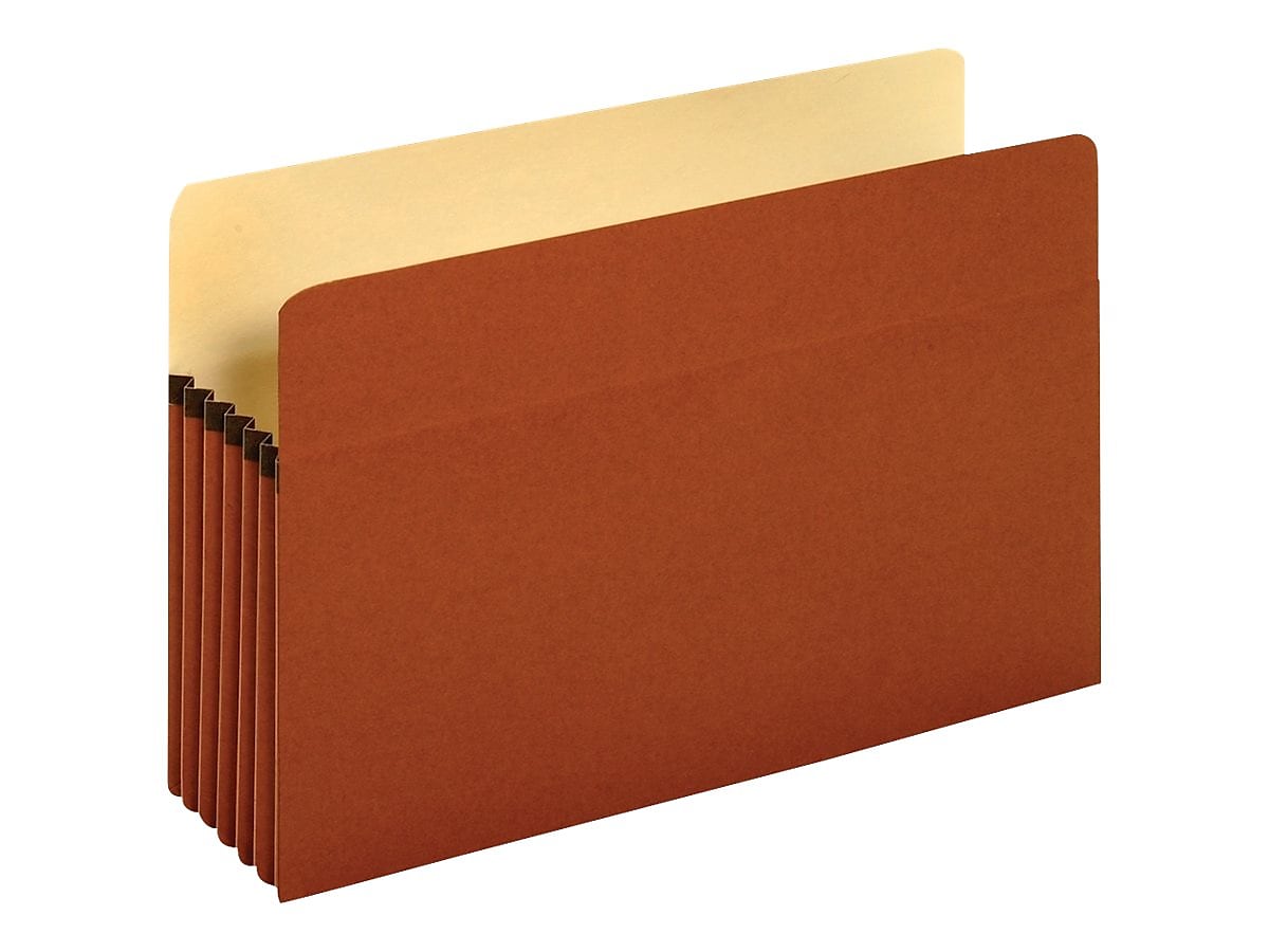 Pendaflex Earthwise 100% Recycled Reinforced File Pocket, 5 1/4" Expansion, Legal Size, Red (E1536G)