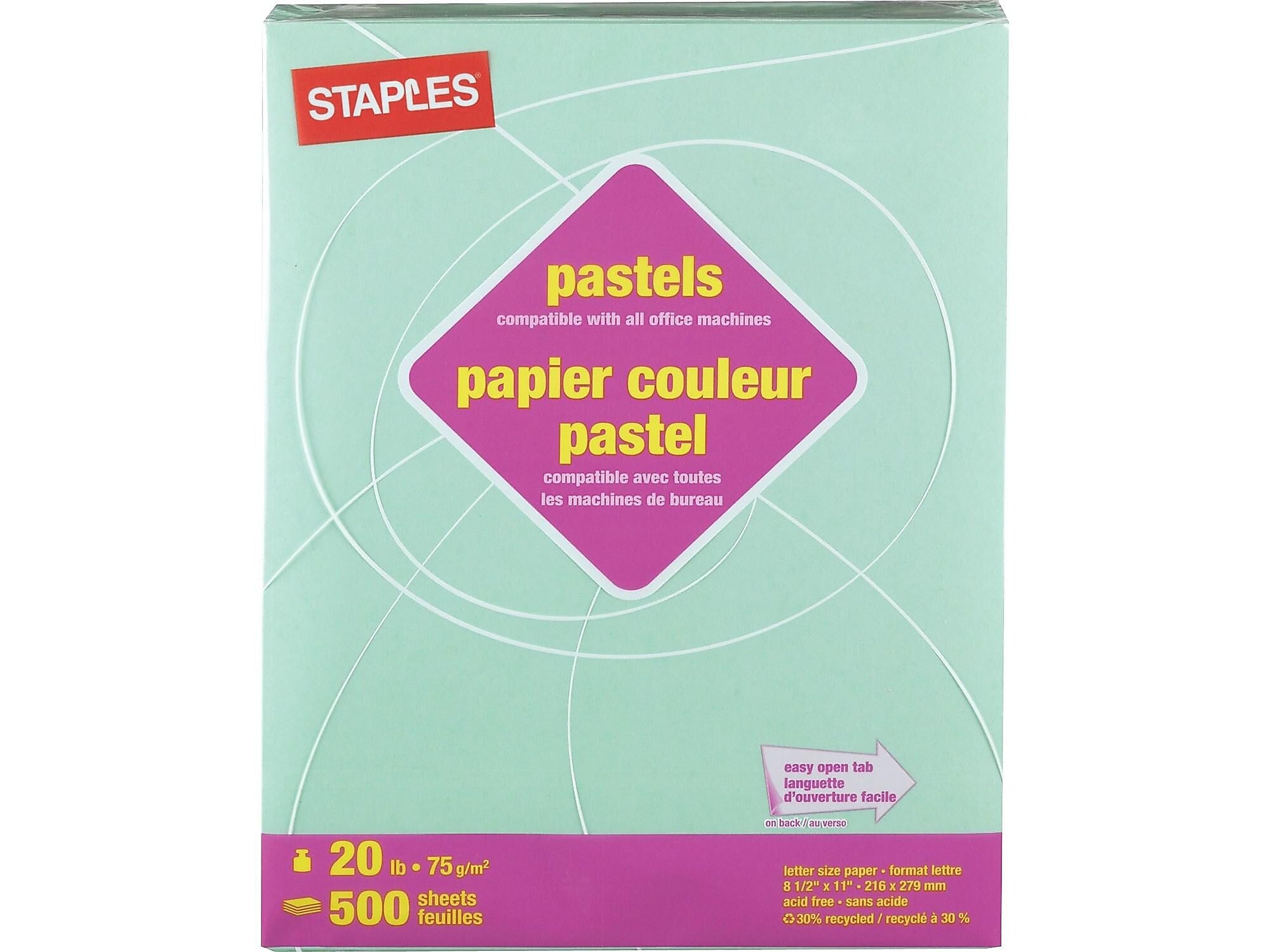 Staples 30% Recycled Colored Copy Paper, 20 lbs., 8.5" x 11", Green, 500 Sheets/Ream, 400 Reams/Pallet, 3/Pallet (GREENPALLET01)