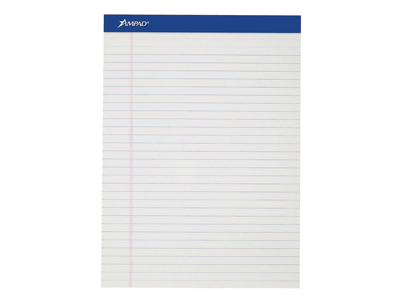Ampad Notepads, 8.5" x 11", Wide, White, 50 Sheets/Pad, 12 Pads/Pack (TOP20-320)