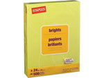 Staples Brights Multipurpose Paper, 24 lbs., 8.5" x 11", Light Yellow, 500/Ream (20107)