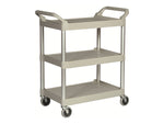 Rubbermaid 3-Shelf Plastic/Poly Mobile Utility Cart with Swivel Wheels, Platinum (FG342488PLAT)