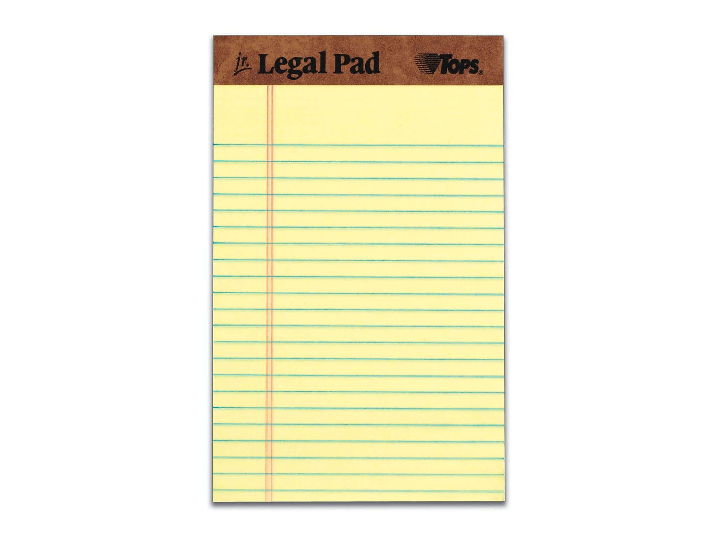 TOPS The Legal Pad Notepads, 5" x 8", Legal, Canary, 50 Sheets/Pad, 12 Pads/Pack (TOP 7501)
