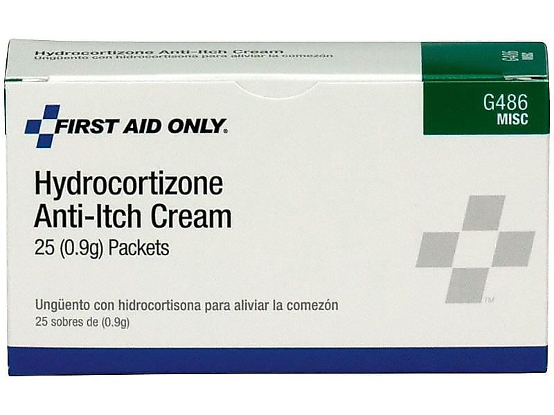 First Aid Only Anti-Itch Cream with Hydrocortisone Acetate, 0.03 oz., 25/Box (G486)