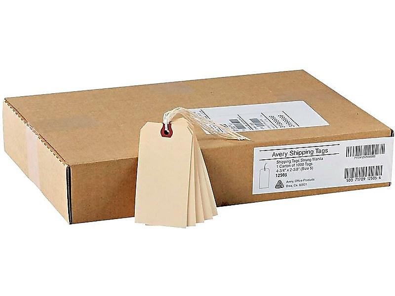 Avery Pre-Strung Tags, 4.75 x 2.38, Manila, 1000/Box (12505/11-505)
