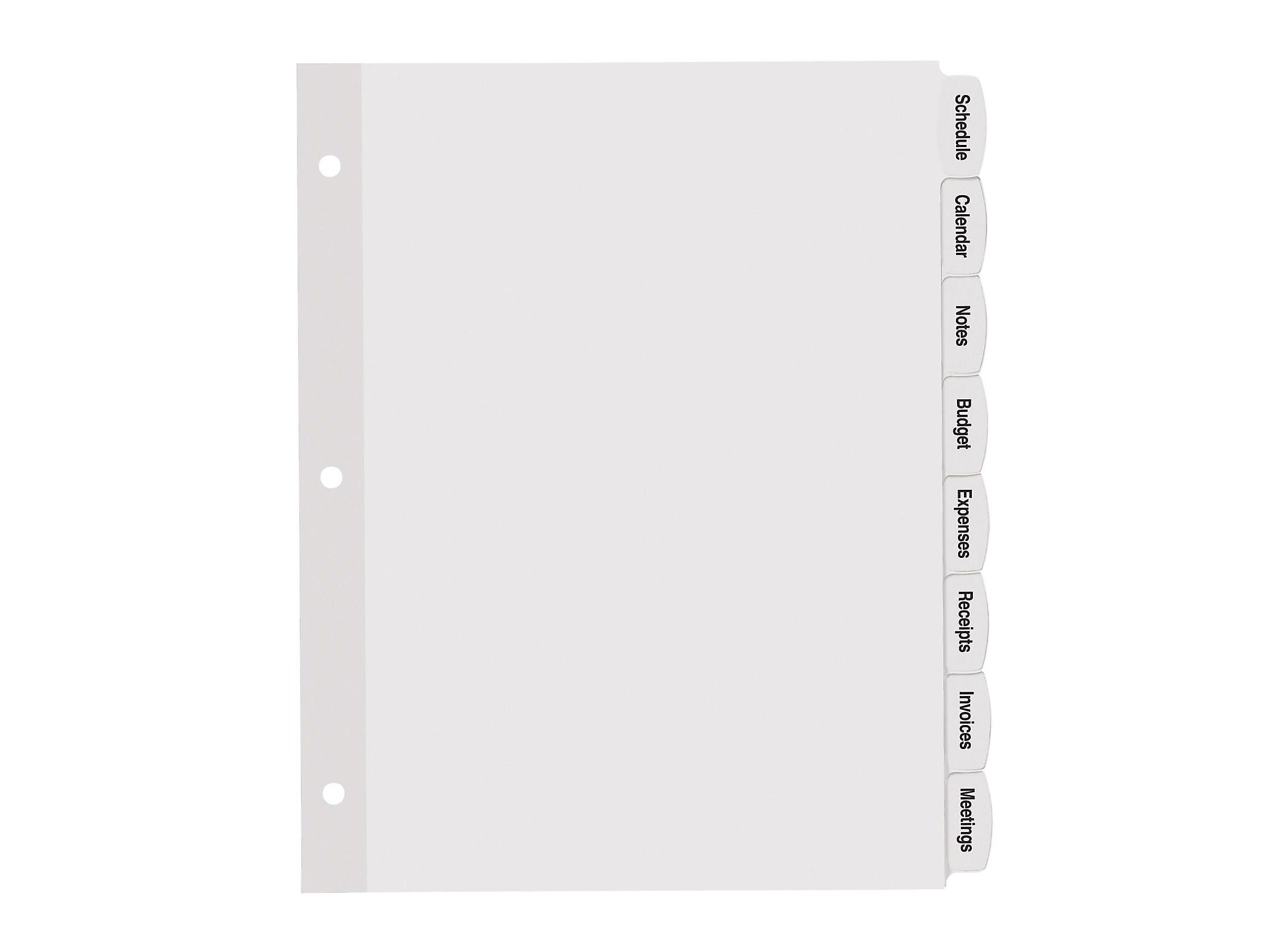 Avery Big Tab Printable Paper Dividers with White Labels, 8 Tabs, 20 Sets/Pack (11435)