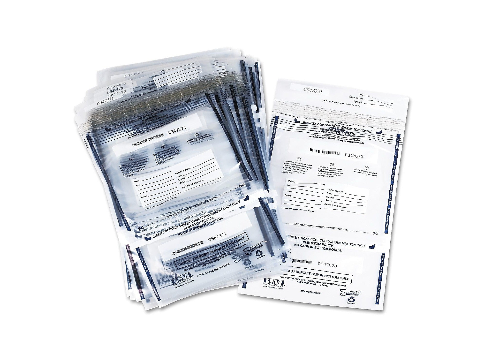 PM Company Dual Deposit Bags, Clear 100/Pack (58008)