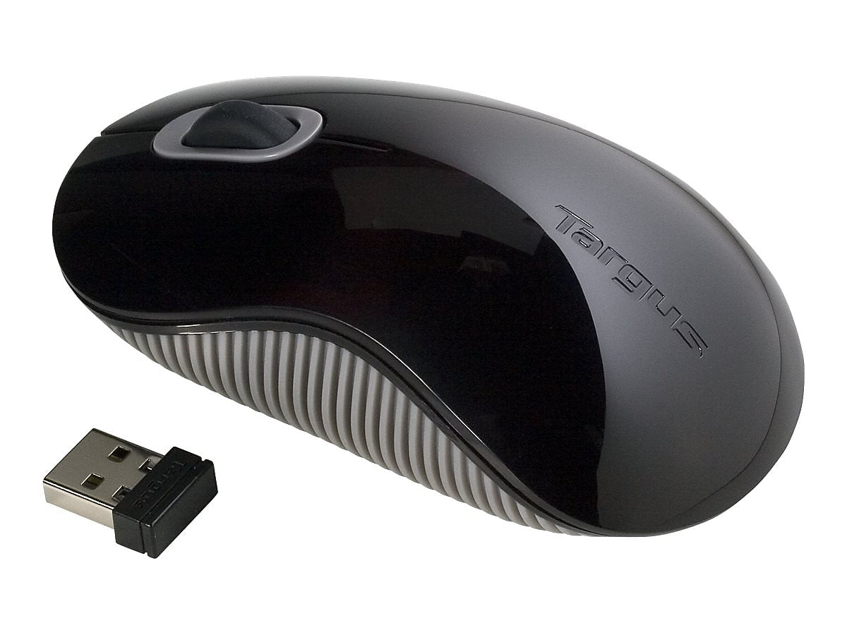 Targus Wireless Ergonomic Ambidextrous Optical USB Mouse, Gray/Black (AMW50US)