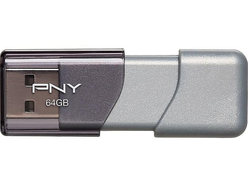 PNY Elite Turbo Attache 3 64GB USB 3.0 Type A Flash Drive, Silver/Gray (P-FD64GTBOP-GE)