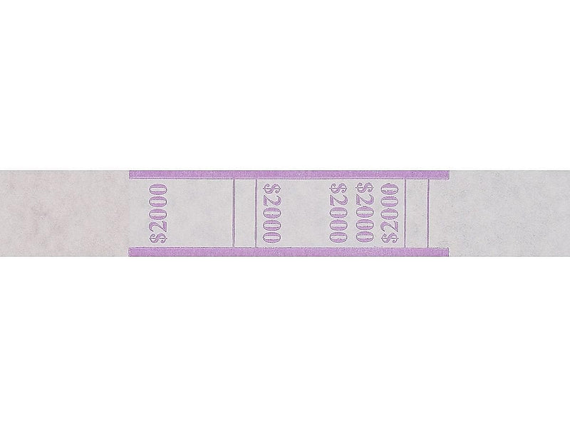 Pap-R Products Currency Strap, White with Violet Print, 1000/Pack (402000)