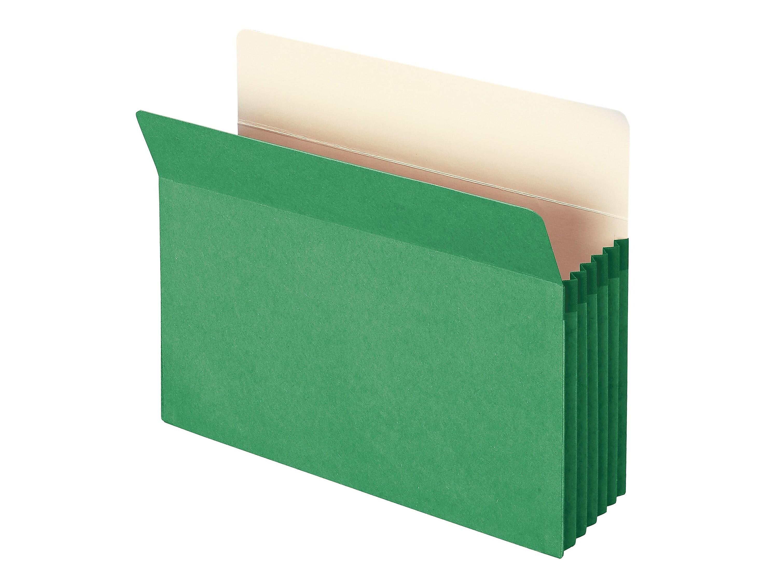 Smead Paper Stock File Pocket, 5.25" Expansion, Letter Size, Green (73236)