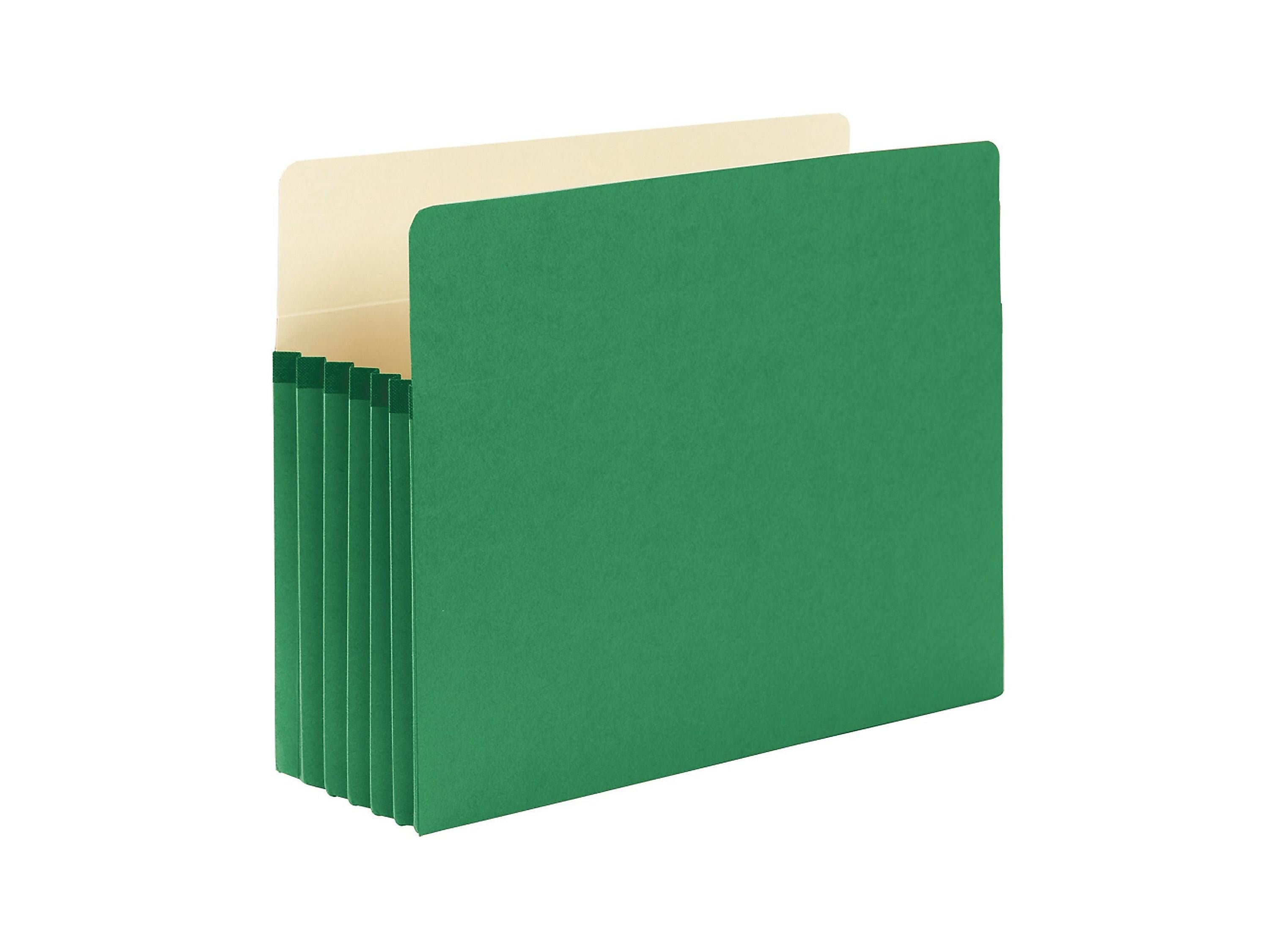 Smead Paper Stock File Pocket, 5.25" Expansion, Letter Size, Green (73236)