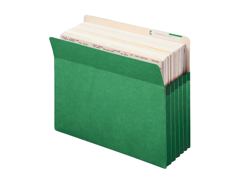 Smead Paper Stock File Pocket, 5.25" Expansion, Letter Size, Green (73236)