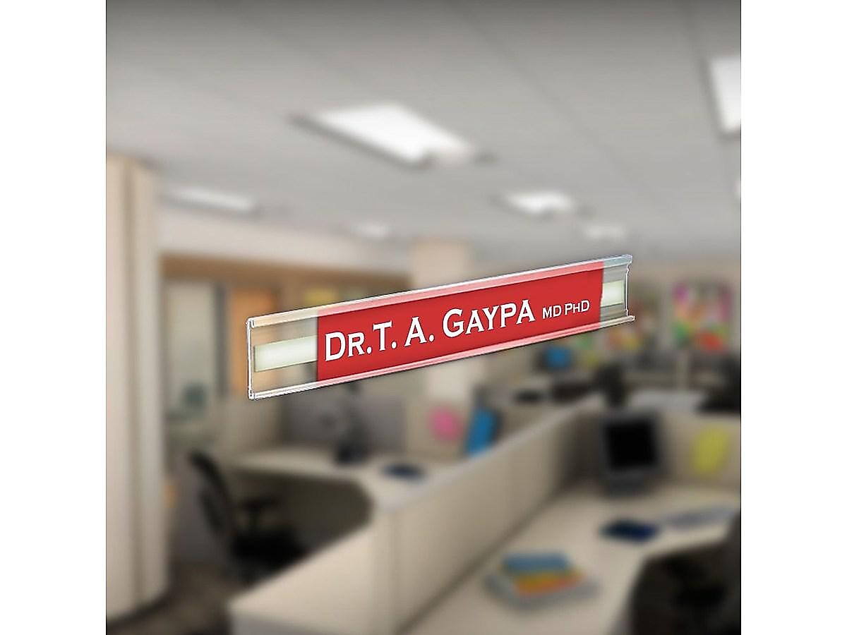 Azar Nameplate Holder, 8.5" x 2", Horizontal, Desktop/Wall, Clear, Plastic, 10/Pack (199608)