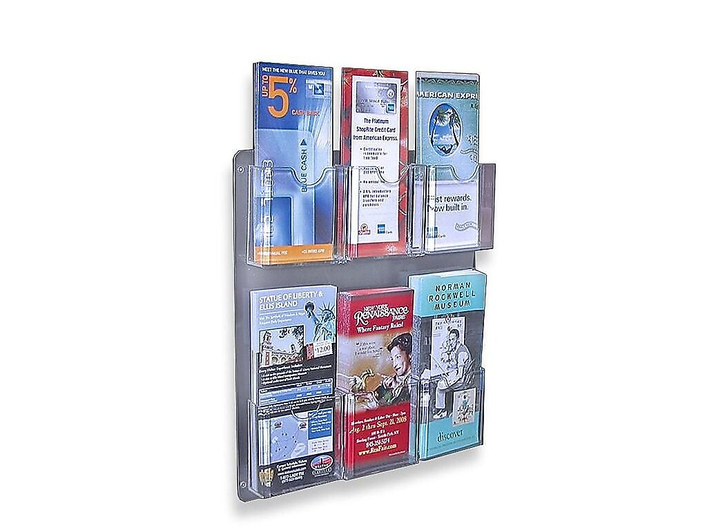 Azar Brochure Holder, 14.75" x 16.25", Vertical, Wall Mounted, Clear, Acrylic, 2/Pack (252066)