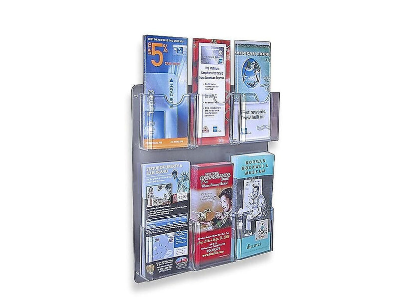 Azar Brochure Holder, 14.75" x 16.25", Vertical, Wall Mounted, Clear, Acrylic, 2/Pack (252066)