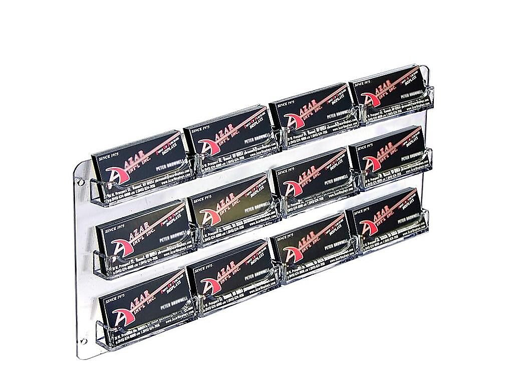 Azar Card Holder, 17.25" x 8.5", Horizontal, Wall Mounted, Clear, Acrylic, 2/Pack (252223)