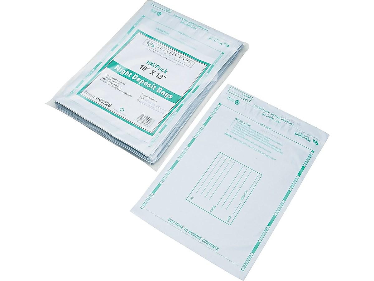 Quality Park Night Redi-Strip Deposit Bags, Opaque 100/Box (45228)