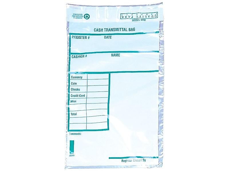 Quality Park Transmittal Redi-Strip Deposit Bags, Clear, 100/Pack (45220)