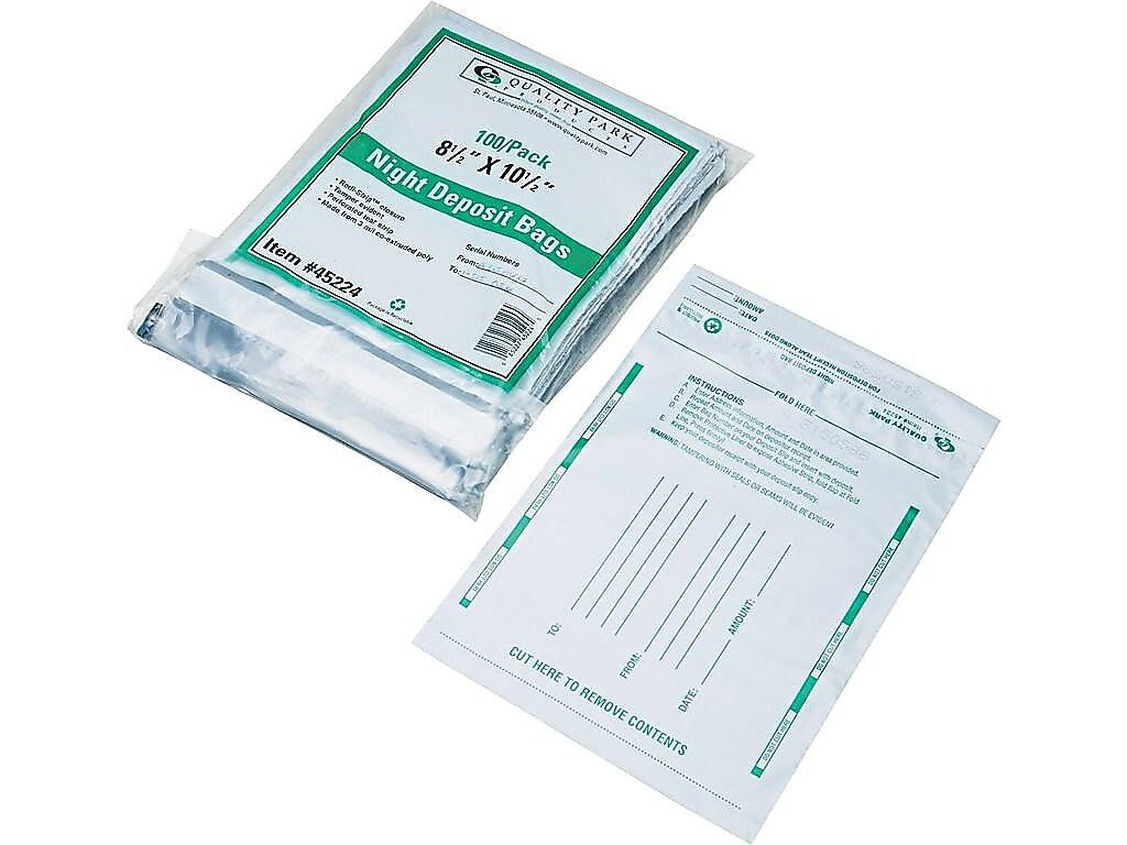 Quality Park Night Deposit Bags, Opaque White, 100/Box (QUA45224)