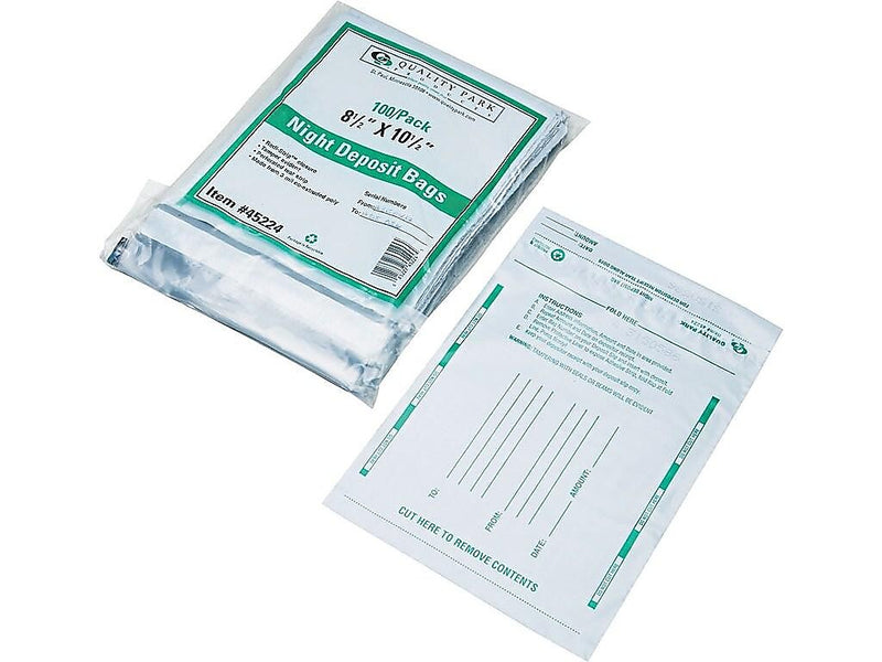 Quality Park Night Deposit Bags, Opaque White, 100/Box (QUA45224)