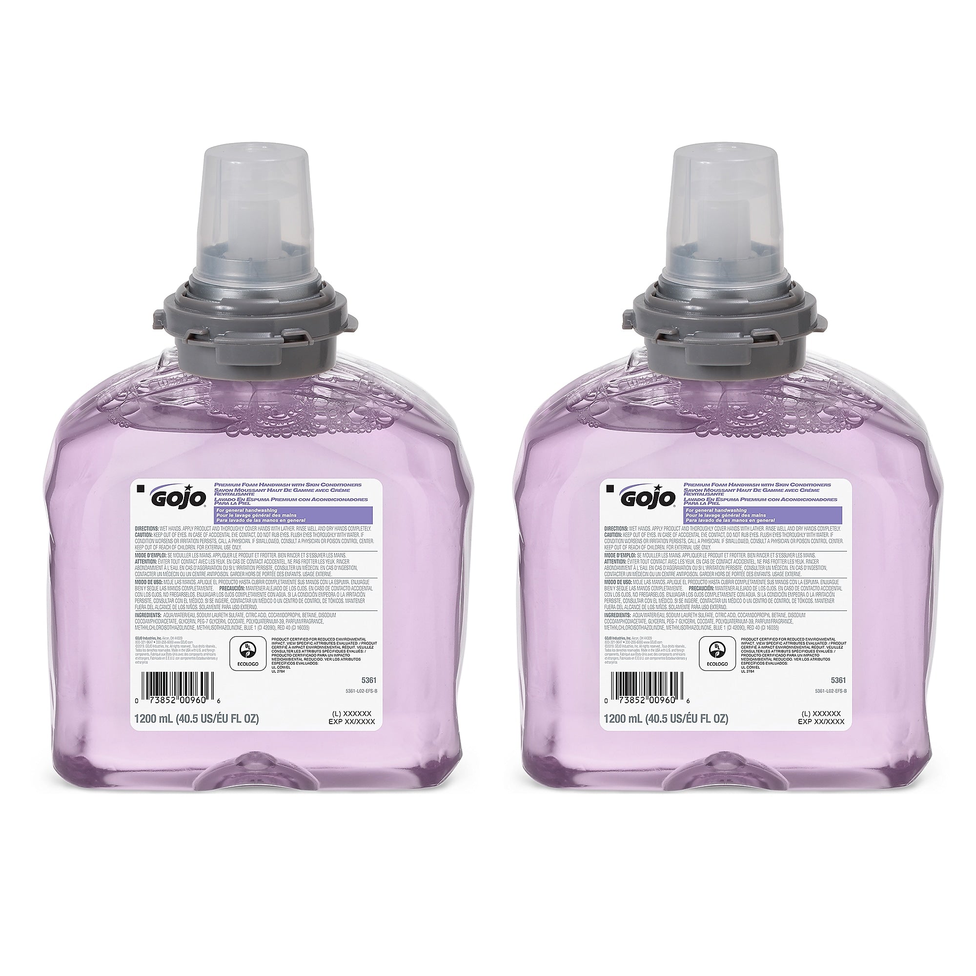 GOJO Premium Foaming Hand Soap Refill for TFX Dispenser, Cranberry Scent, 1200 mL, 2/Carton (5361-02)
