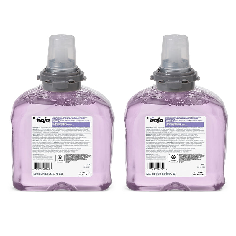 GOJO Premium Foaming Hand Soap Refill for TFX Dispenser, Cranberry Scent, 1200 mL, 2/Carton (5361-02)