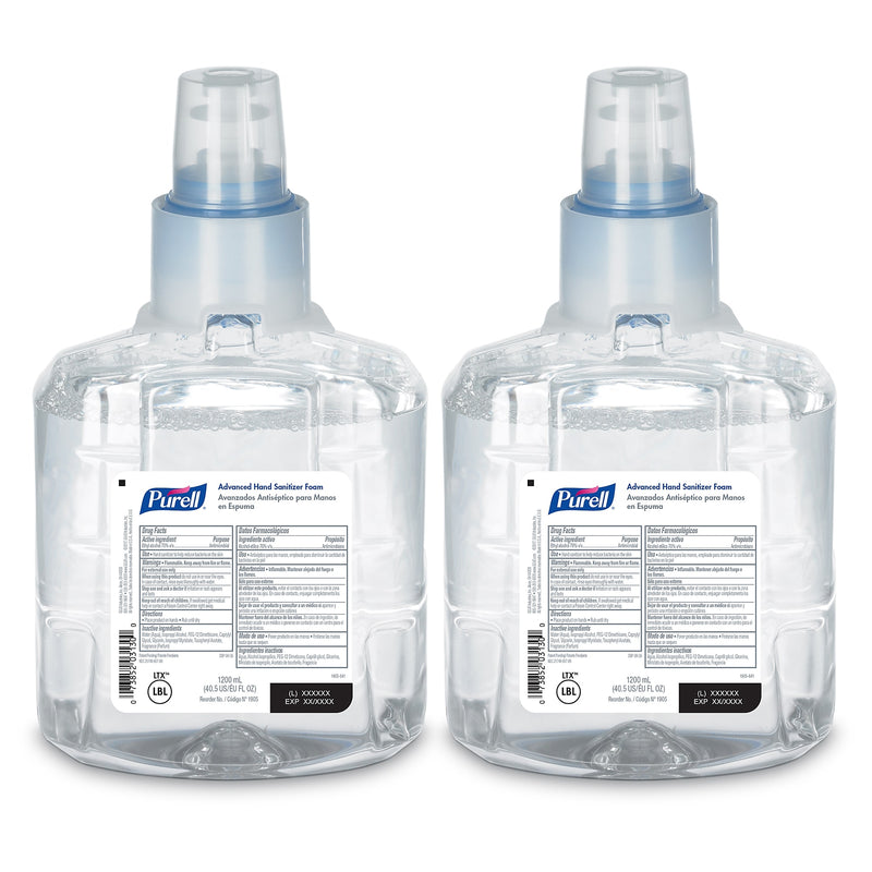 PURELL Advanced 70% Alcohol Foaming Hand Sanitizer Refill for LTX-12 Dispenser, 1200 mL., 2/Carton (1905-02)