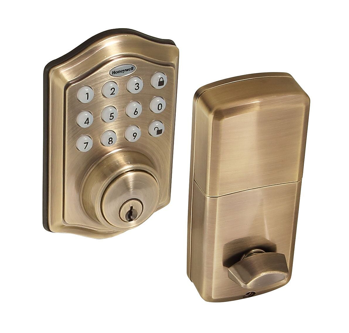 Honeywell Electronic Deadbolt, Antique Brass (8712109)
