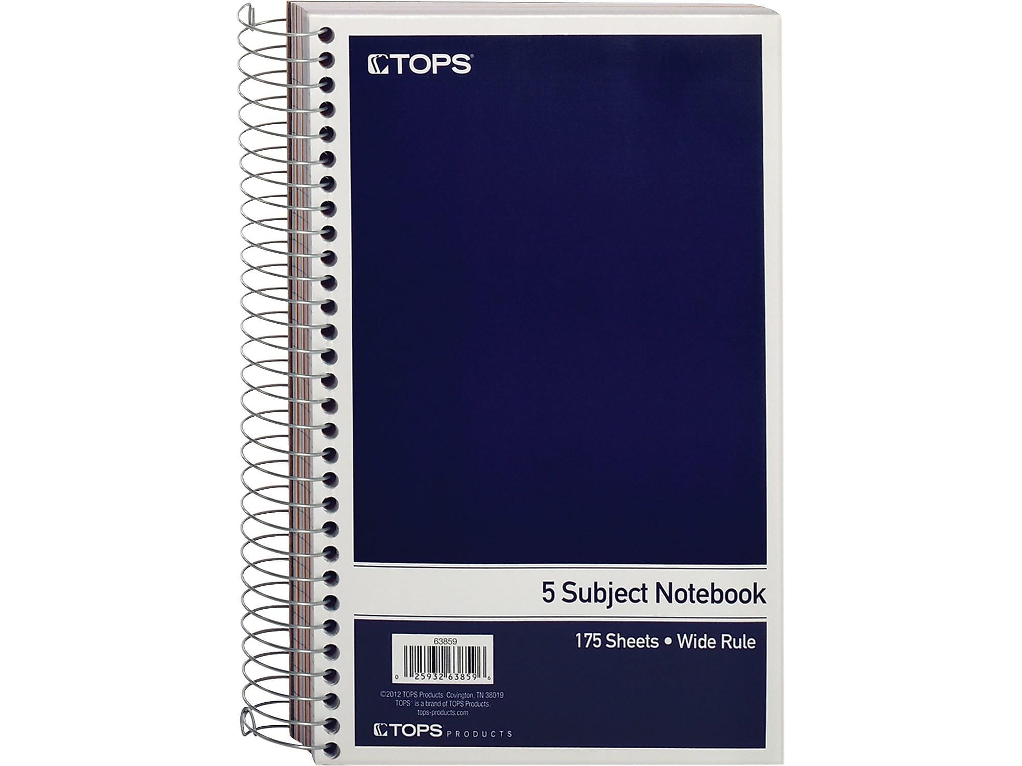 Oxford 5-Subject Subject Notebooks, 6" x 9.5", Wide Ruled, 175 Sheets, Blue (63859)