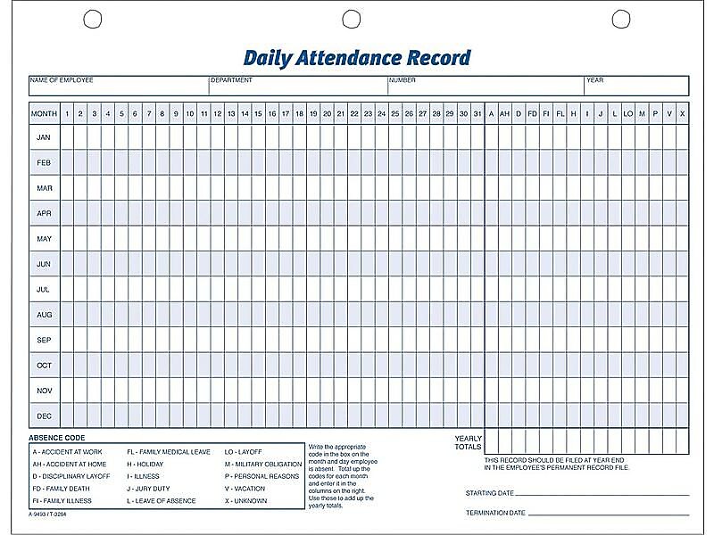 Adams Attendance Records, 50/Pack (ABF 9493)