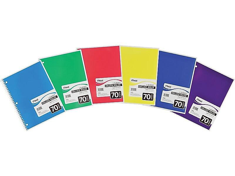 Mead 1-Subject Notebooks, 8" x 10.5", College Ruled, 70 Sheets, 24/Carton (MEA05512-CT)