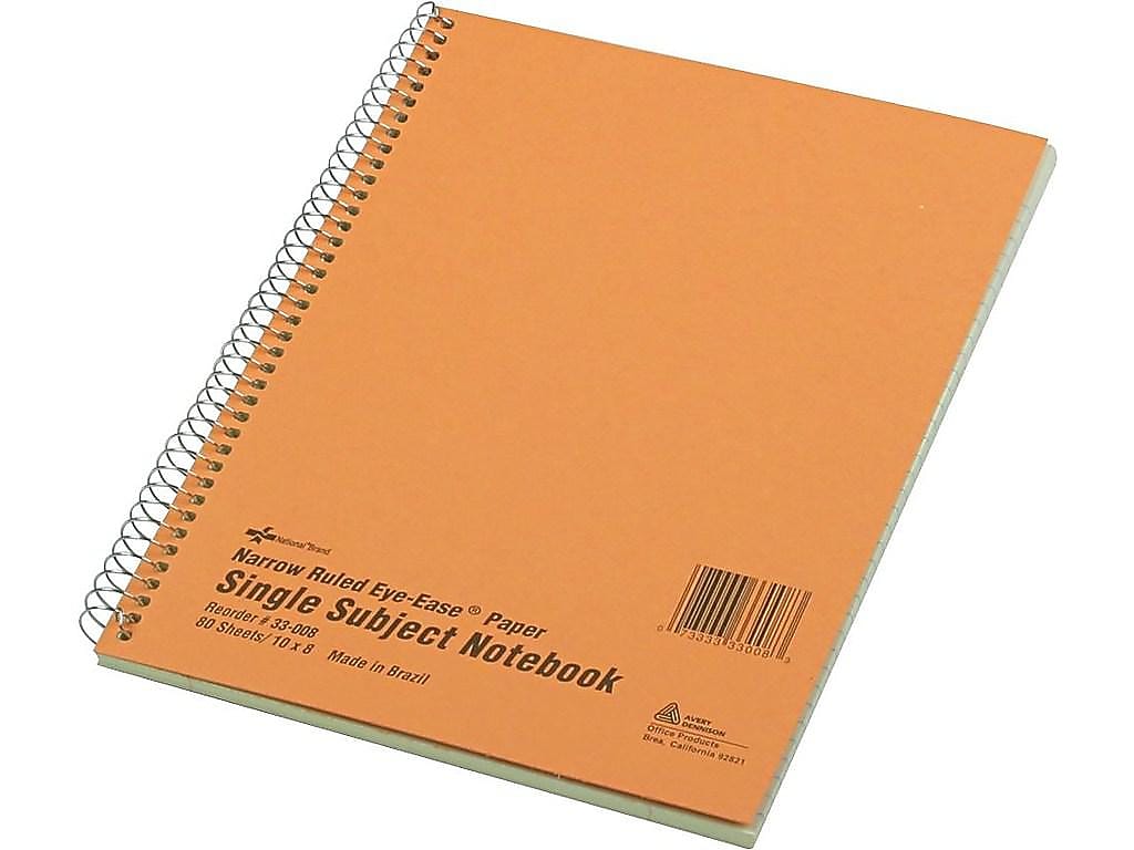 National Brand Brown Board Cover 1-Subject Notebooks, 8" x 10", Narrow Ruled, 80 Sheets, Brown (RED33008)