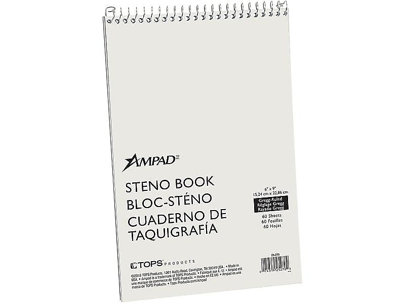 Ampad Steno Pad, 6" x 9", Gregg Ruled, Green, 60 Sheets/Pad (TOP 25-270)
