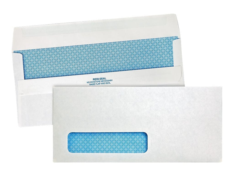 Quality Park Redi-Seal Security Tinted #10 Window Envelope, 4 1/8" x 9 1/2", White Wove, 500/Box (21418)