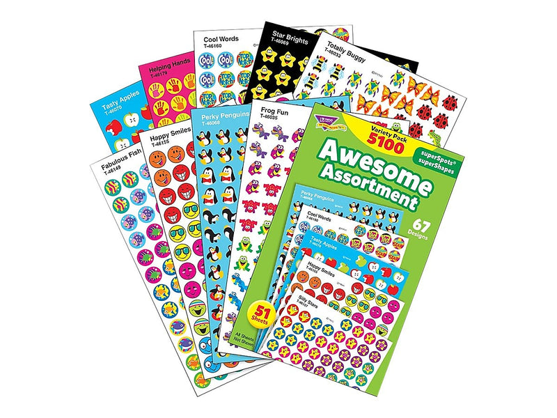 Trend superSpots & superShapes Awesome Assortment Stickers, Assorted, 5100/Pack (T-46826)