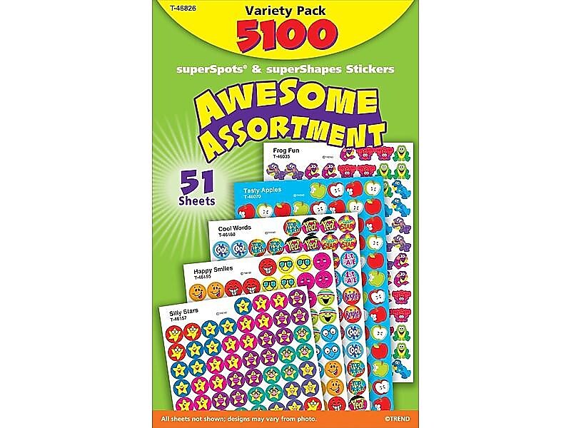 Trend superSpots & superShapes Awesome Assortment Stickers, Assorted, 5100/Pack (T-46826)