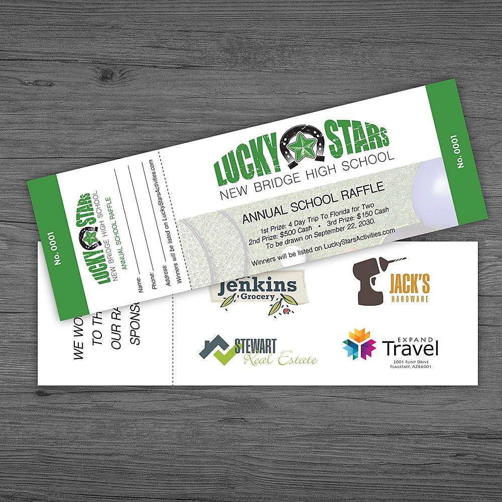 Event Tickets, 6-1/2" x 2-1/8", w/ Backside, Qty 250