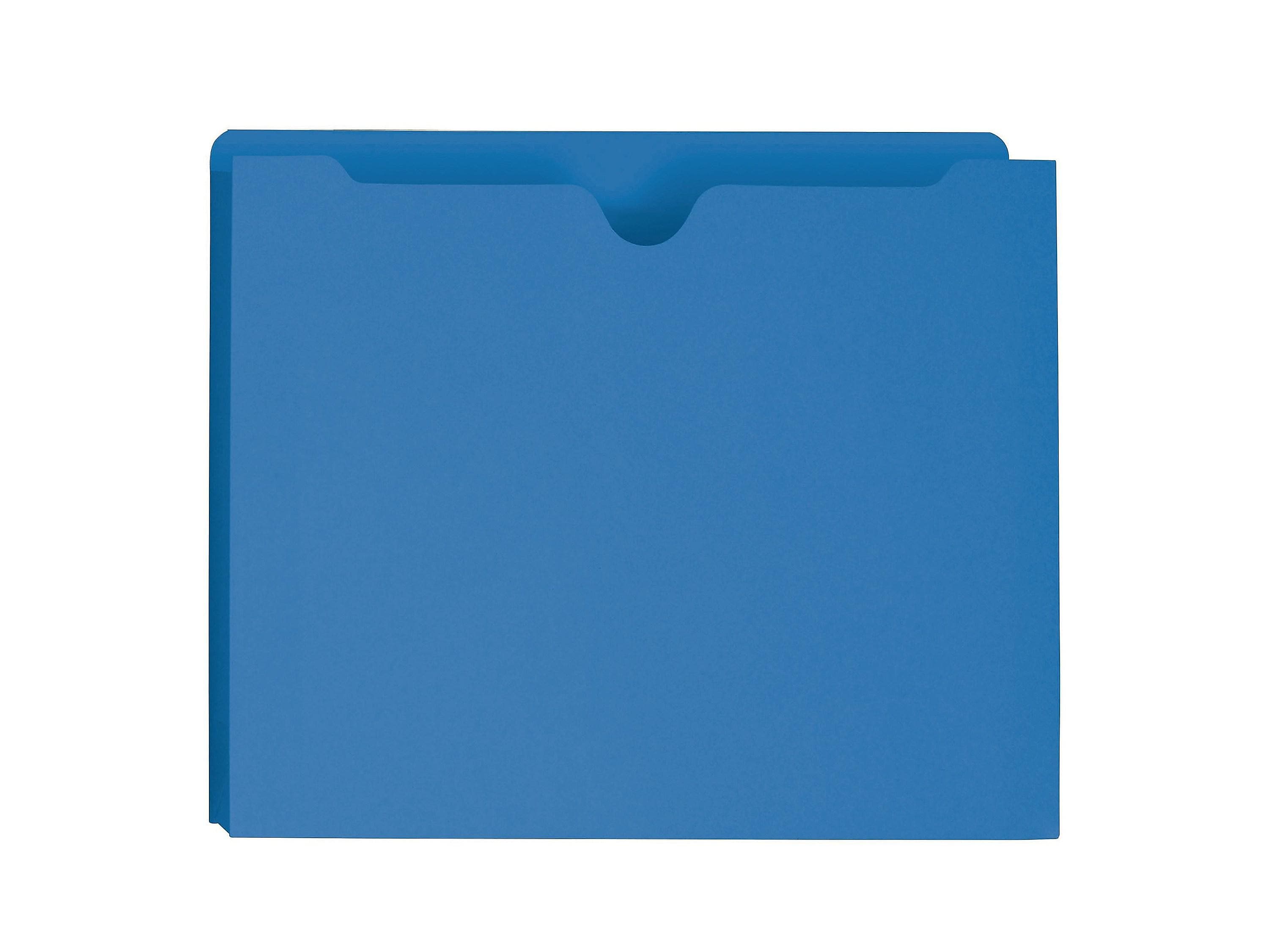 Smead Paper Stock File Jackets, Reinforced Straight Cut Tab, 2" Expansion, Letter Size, Blue, 50/Box (75562)